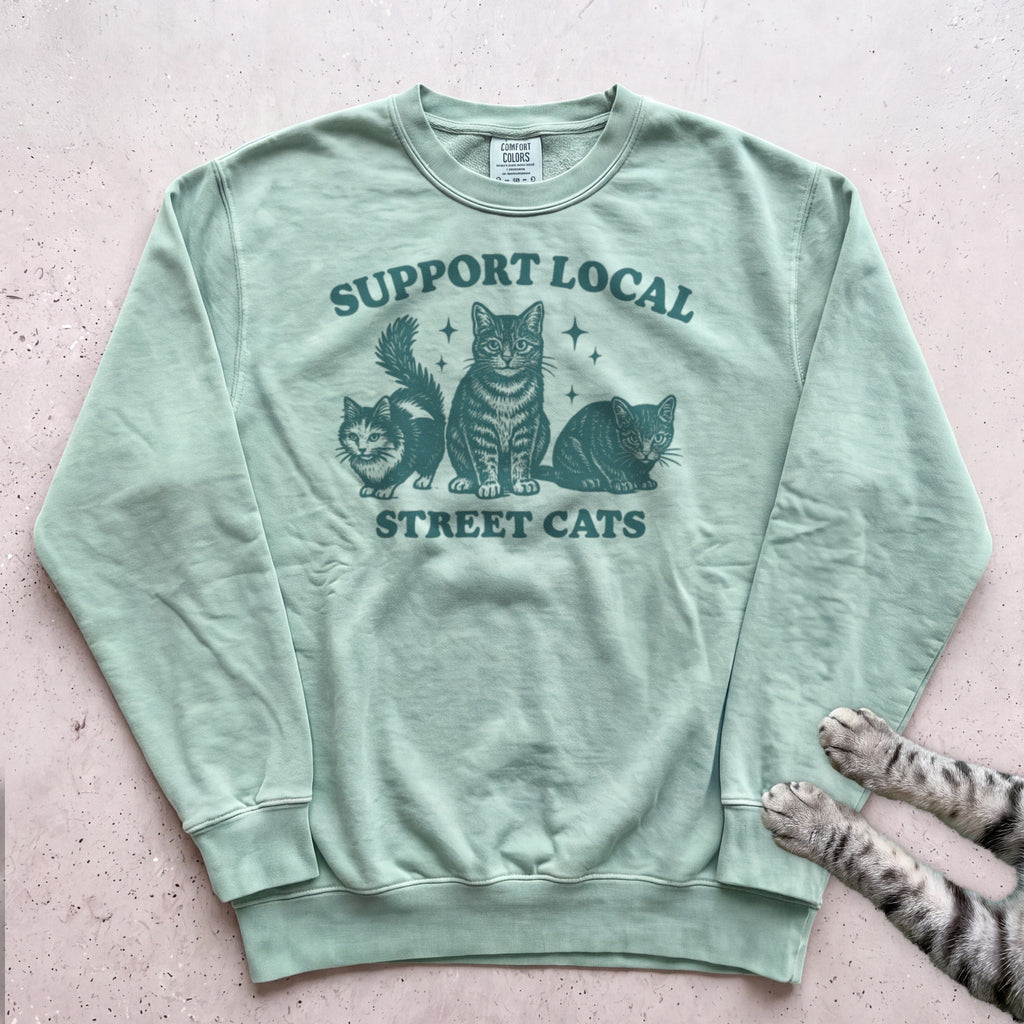 Support Local Street Cats Sweatshirt - Light Green