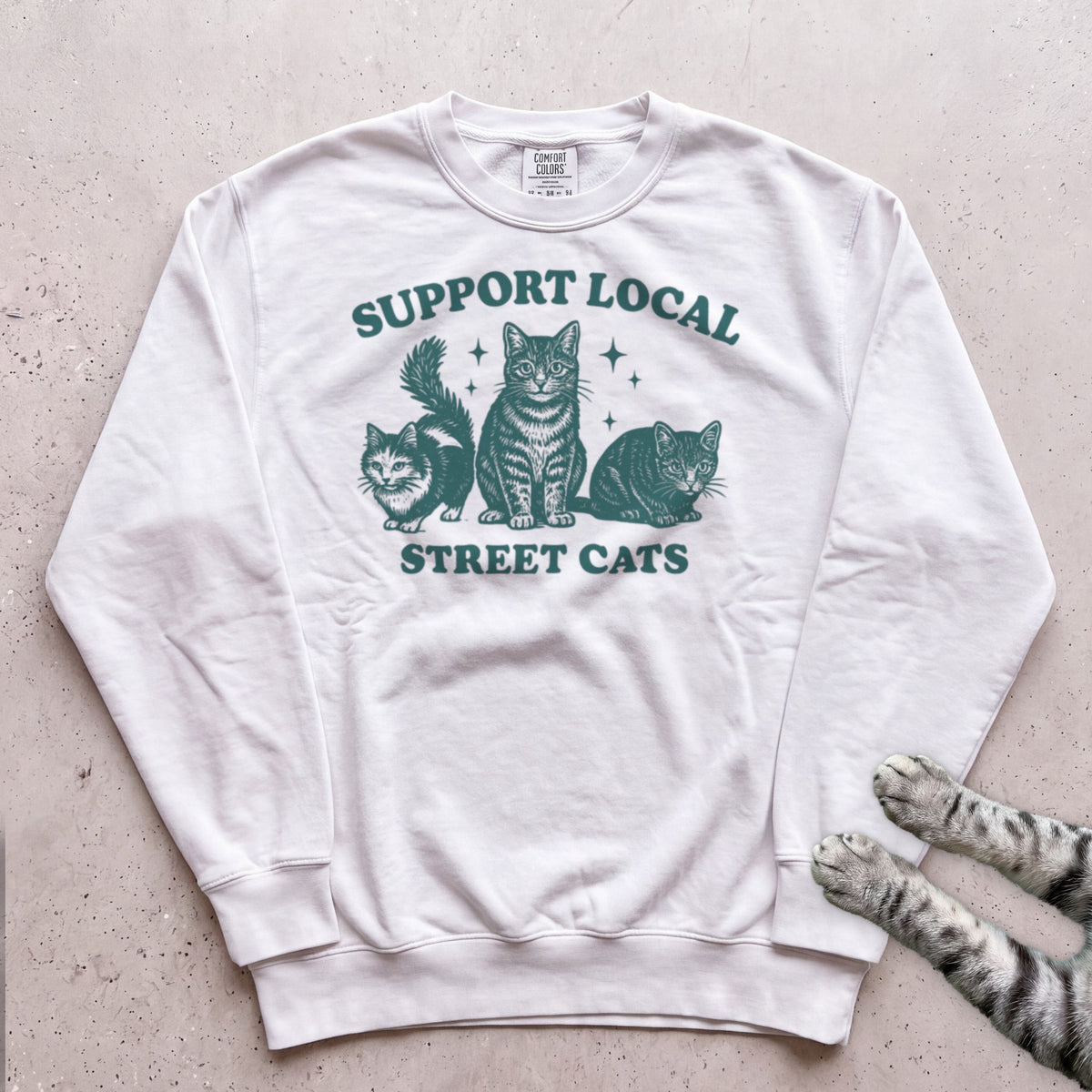 Support Local Street Cats Sweatshirt - White