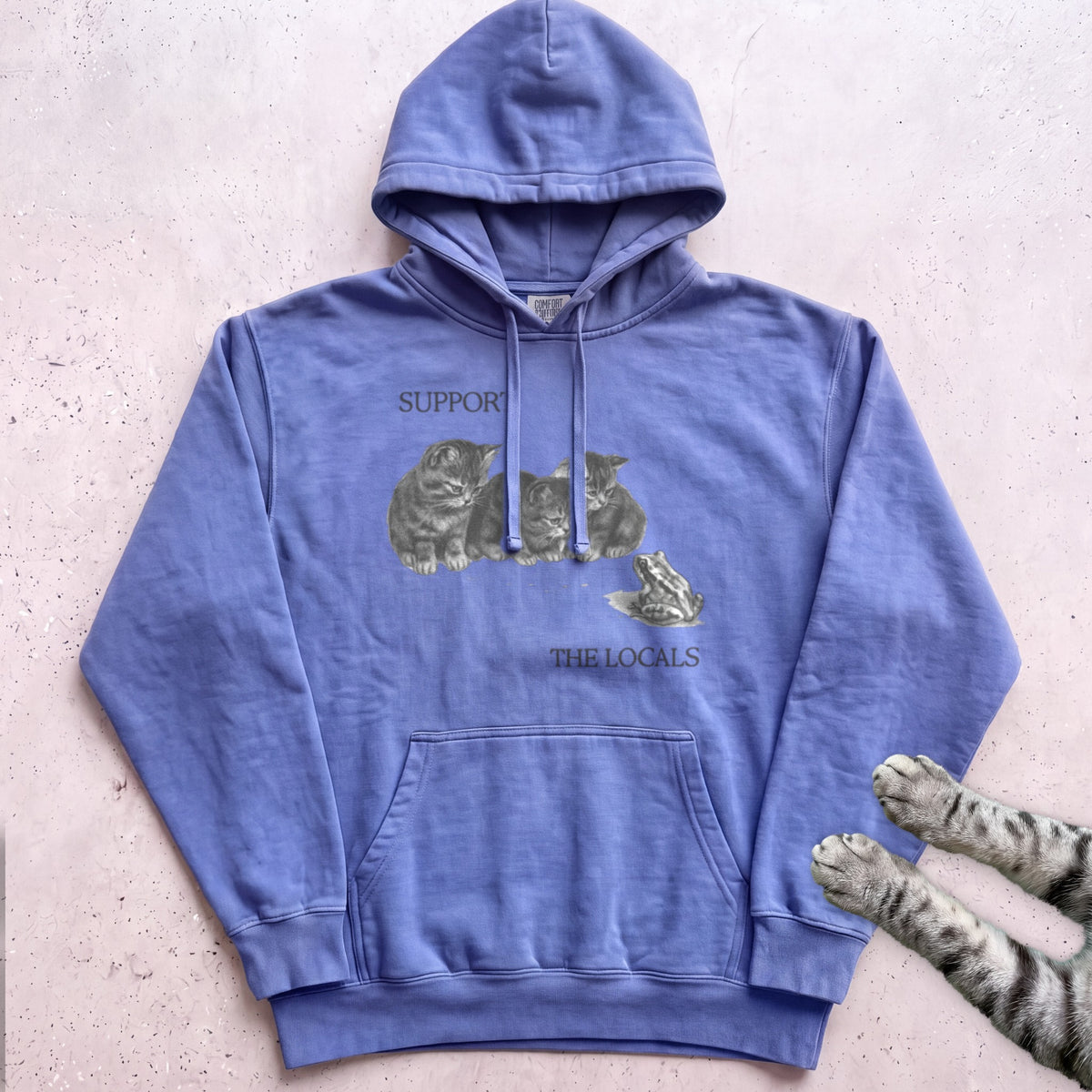 Support The Locals Cat Hoodie - Flo Blue