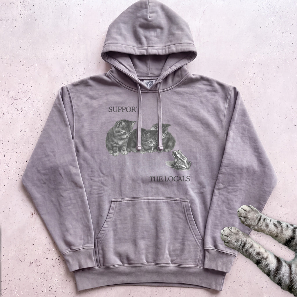 Support The Locals Cat Hoodie - Grey