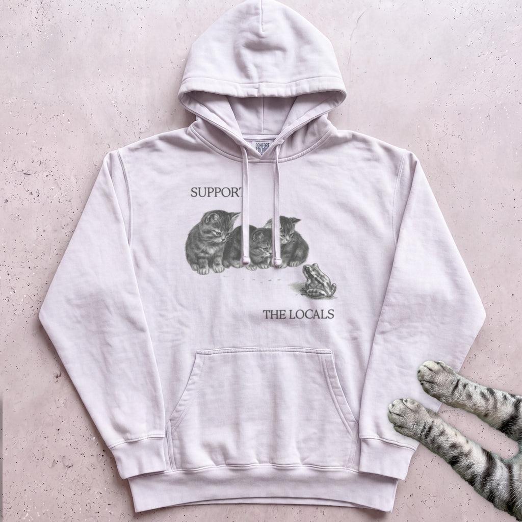 Support The Locals Cat Hoodie - White