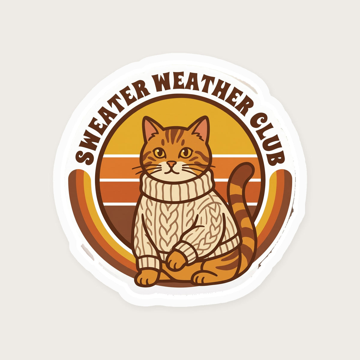 Sweater Weather Club Cat Sticker print detail