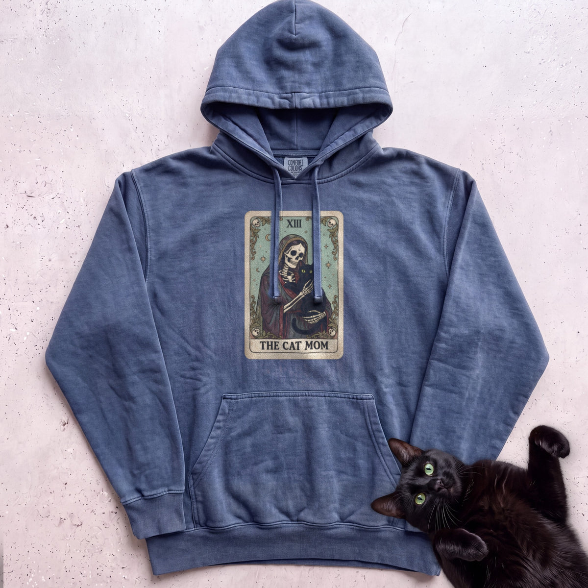 Tarot 'The Cat Mom' Personalized Hoodie - Denim