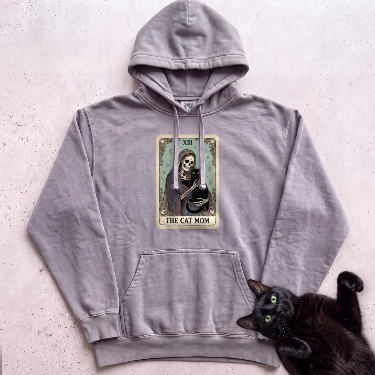 Tarot 'The Cat Mom' Personalized Hoodie - Grey
