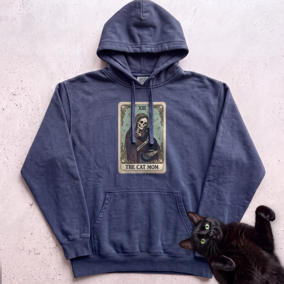 Tarot 'The Cat Mom' Personalized Hoodie - True Navy