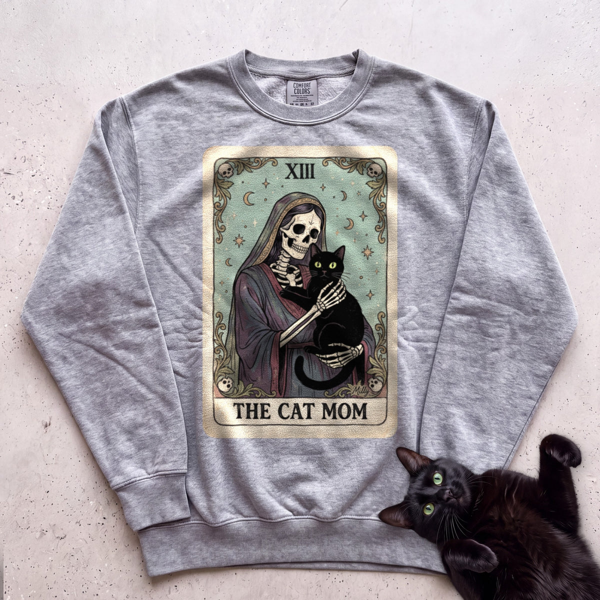 Tarot 'The Cat Mom' Personalized Sweatshirt - Grey