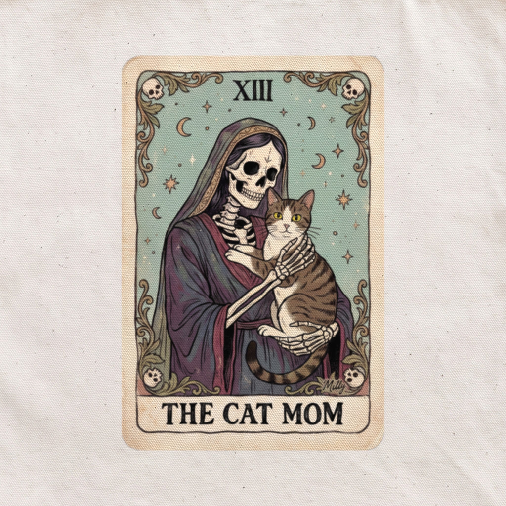 Tarot 'The Cat Mom' Personalized Tote Bag - print detail
