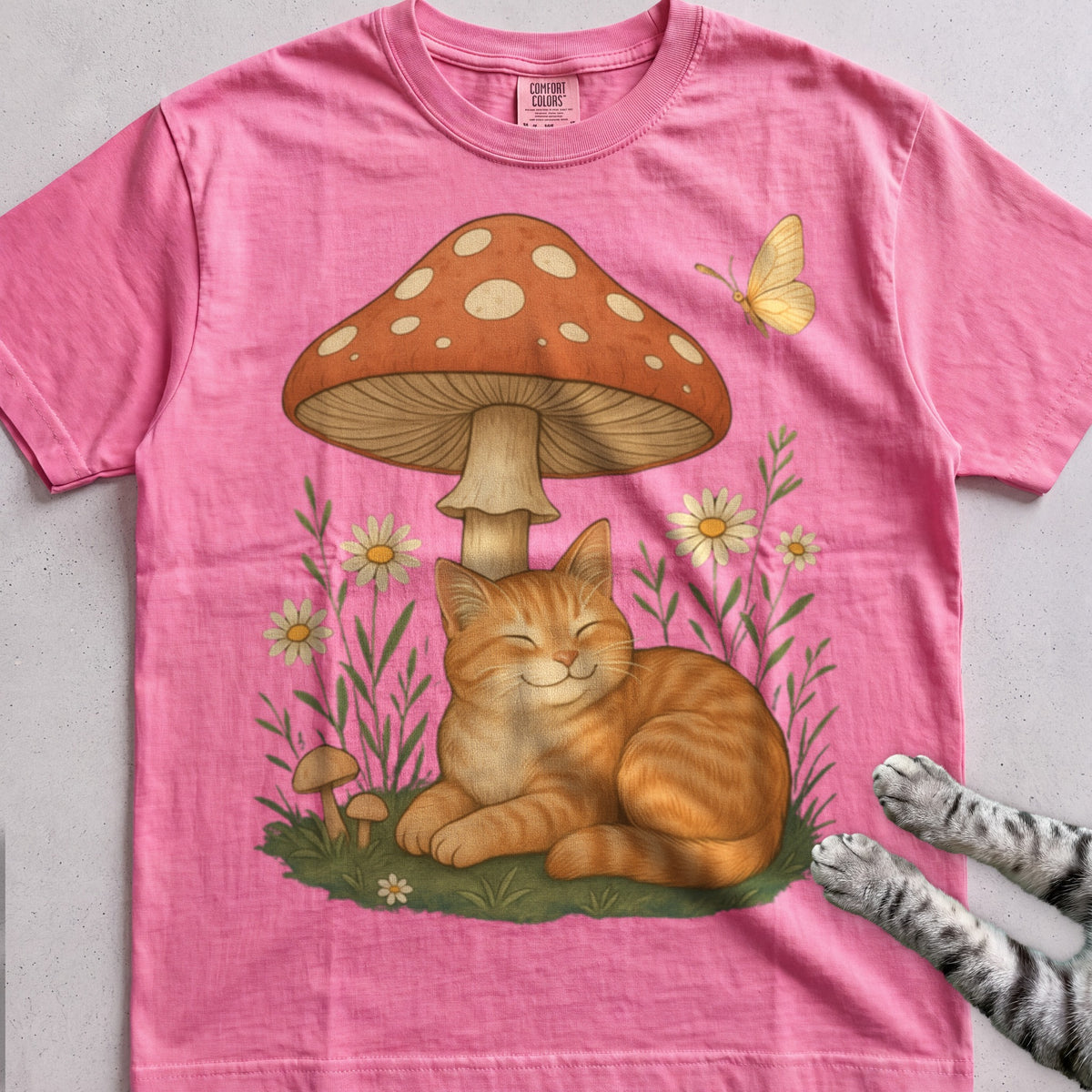 Cat Mushroom tee, Azalea