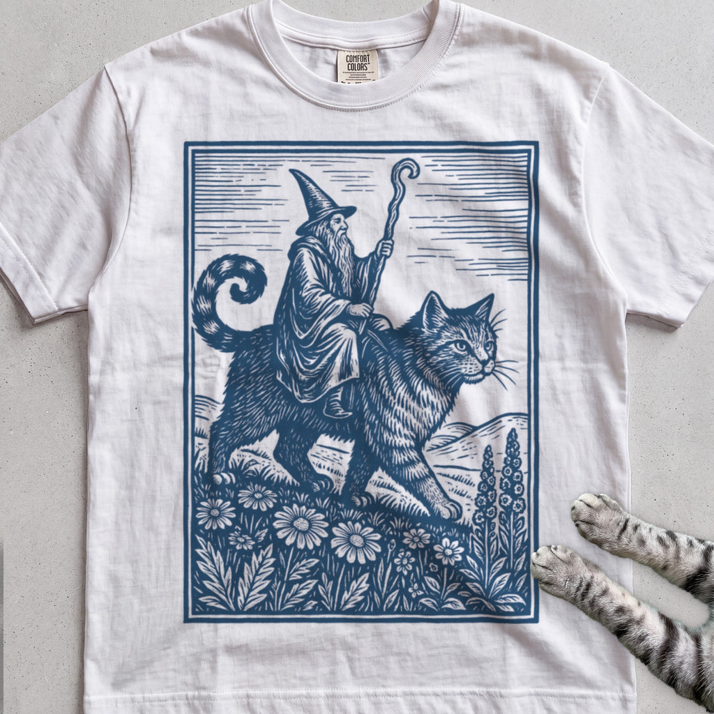 Cat Wizard tee, White