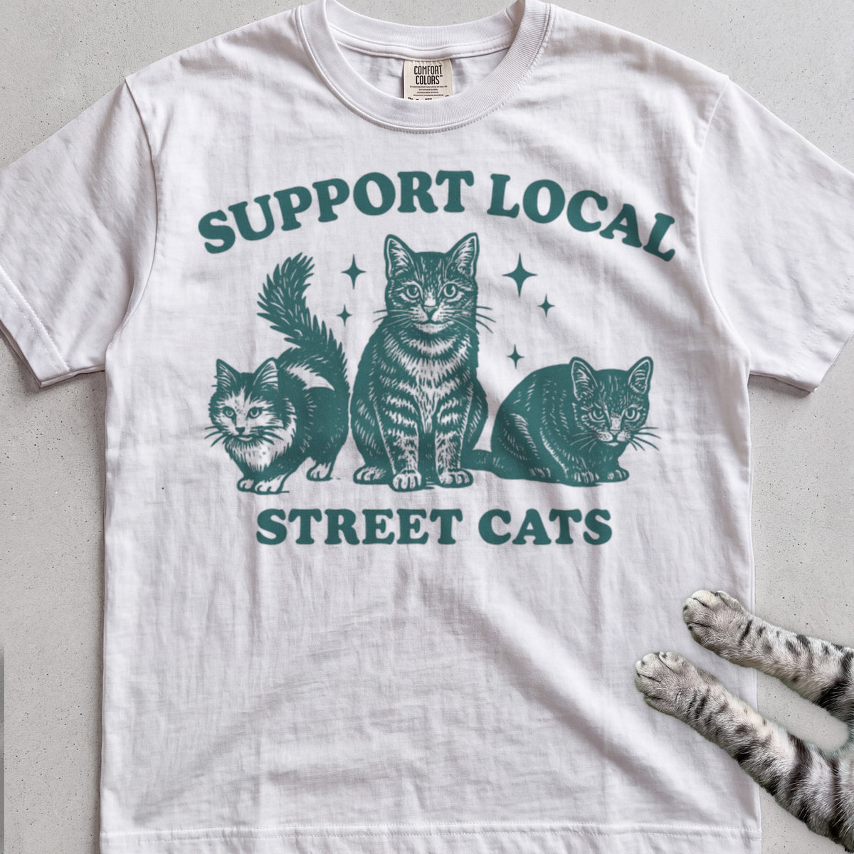 Support Local Street Cats tee, White
