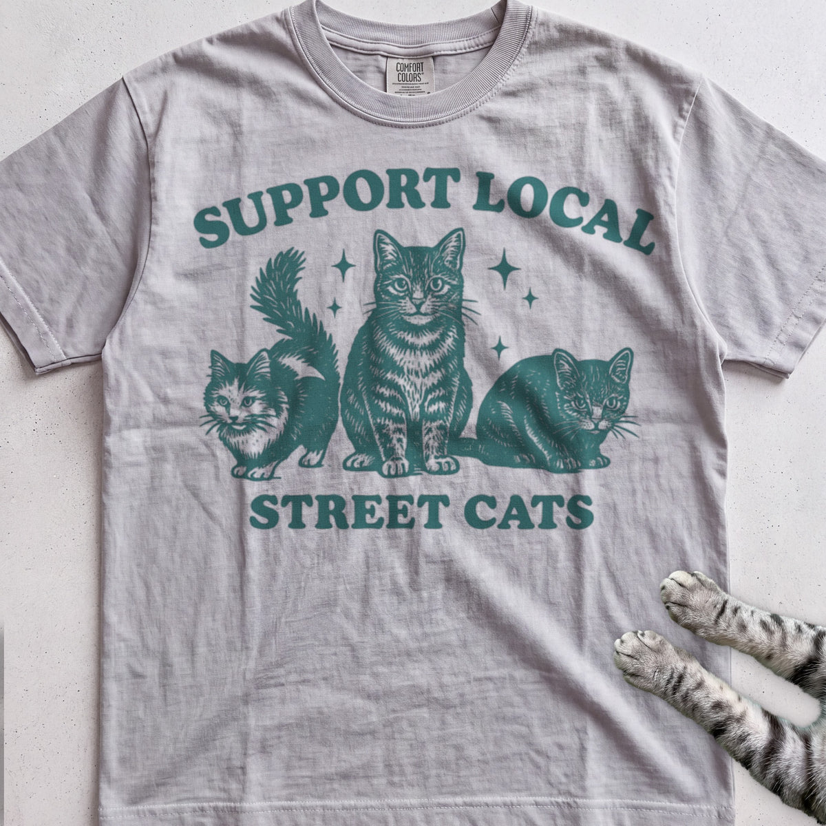 Support Local Street Cats tee, Sport Grey