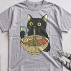 Ramen Date Cat tee, Sport Grey