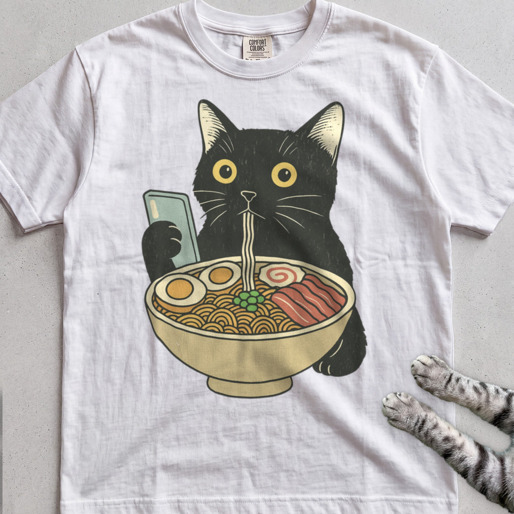 Ramen Date Cat tee, White
