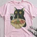 Ramen Date Cat tee, Light Pink