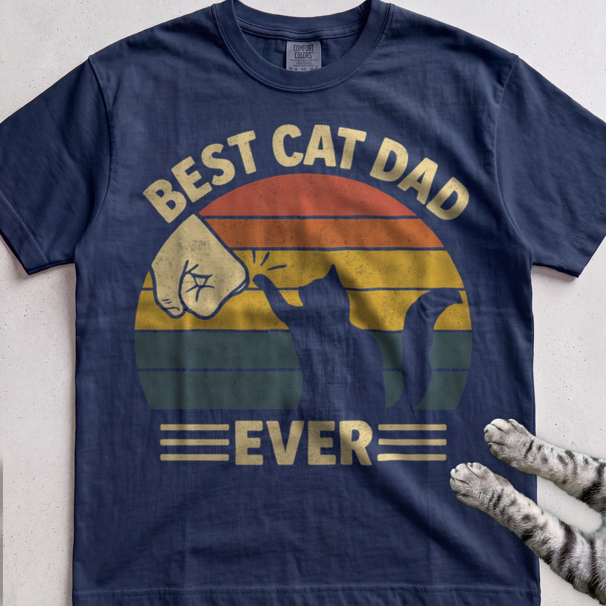 Best Cat Dad Ever tee, Navy