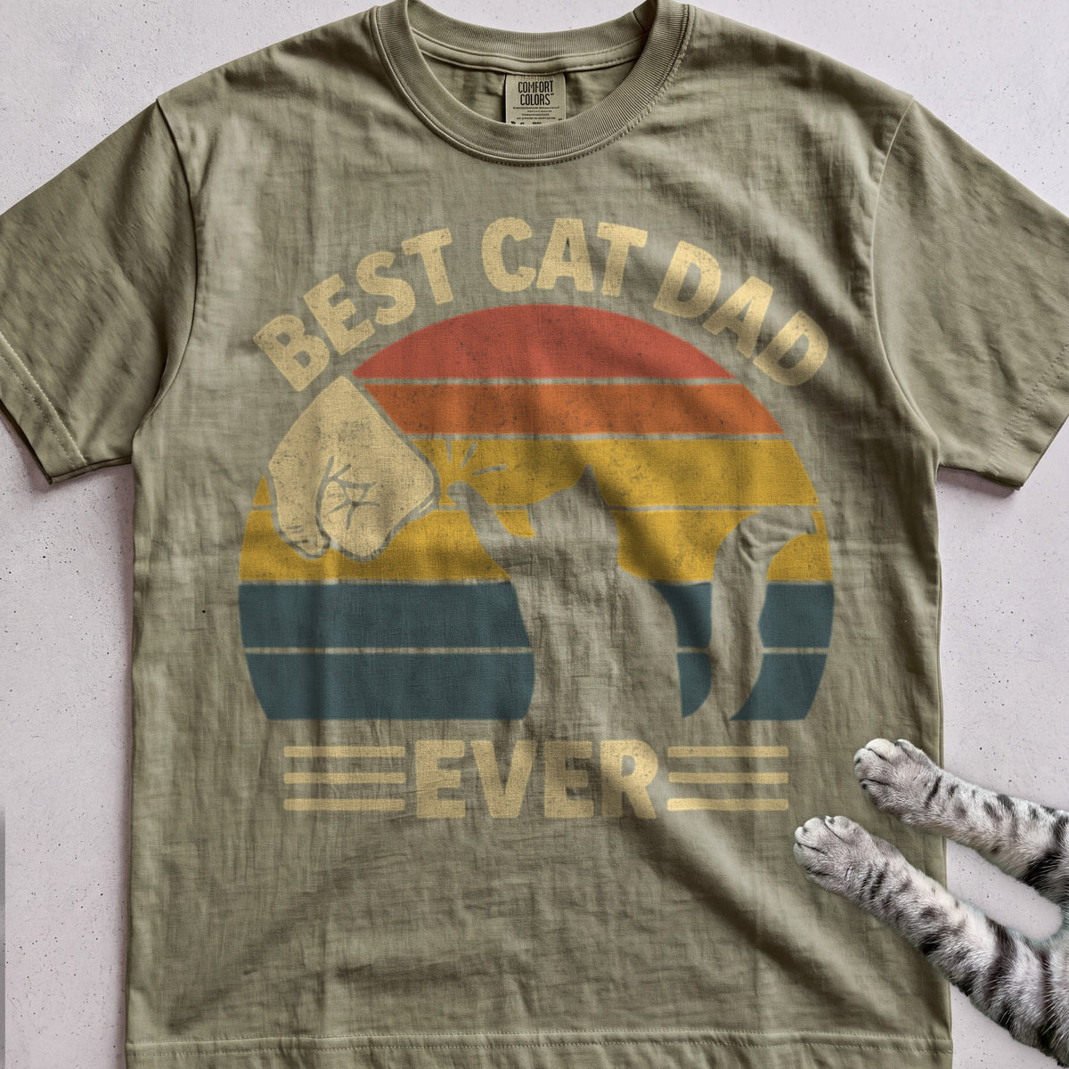 Best Cat Dad Ever tee, Military Green