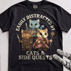 Cats & Side Quests tee, Black