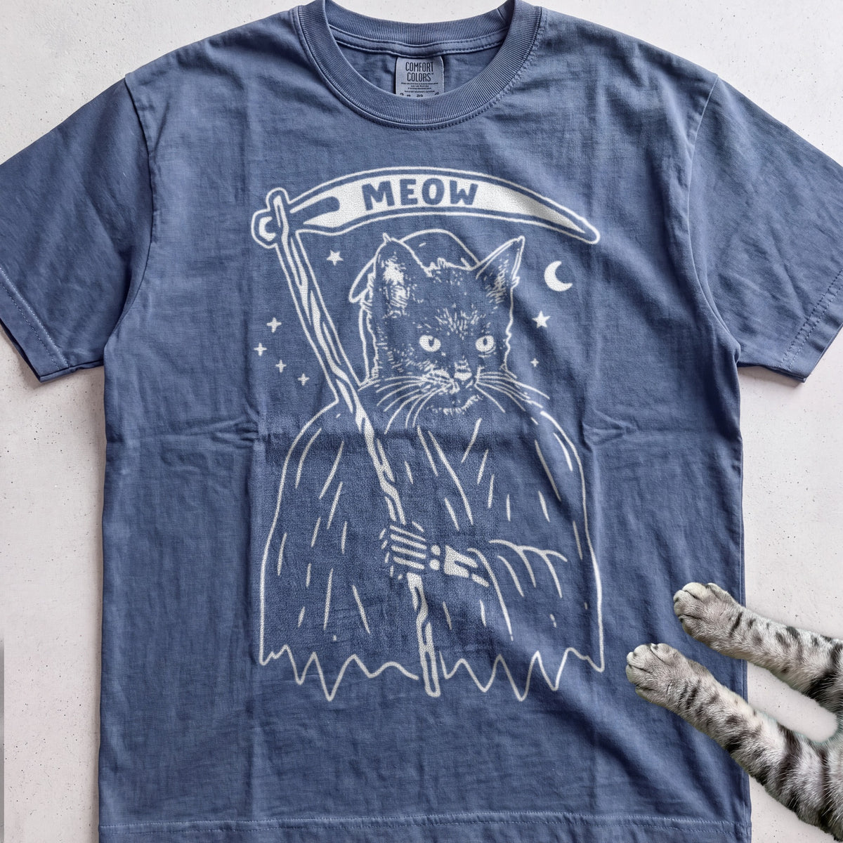 Cat Reaper tee, Heather Navy