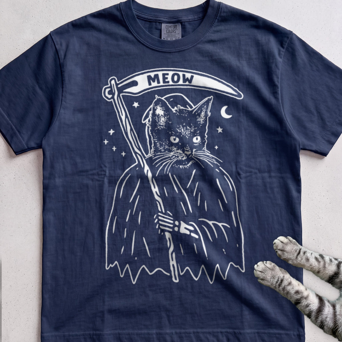 Cat Reaper tee, Navy