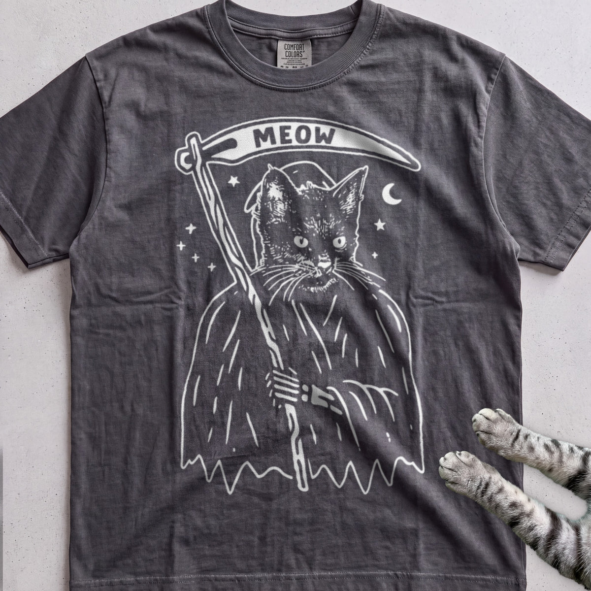 Cat Reaper tee, Dark Heather Grey