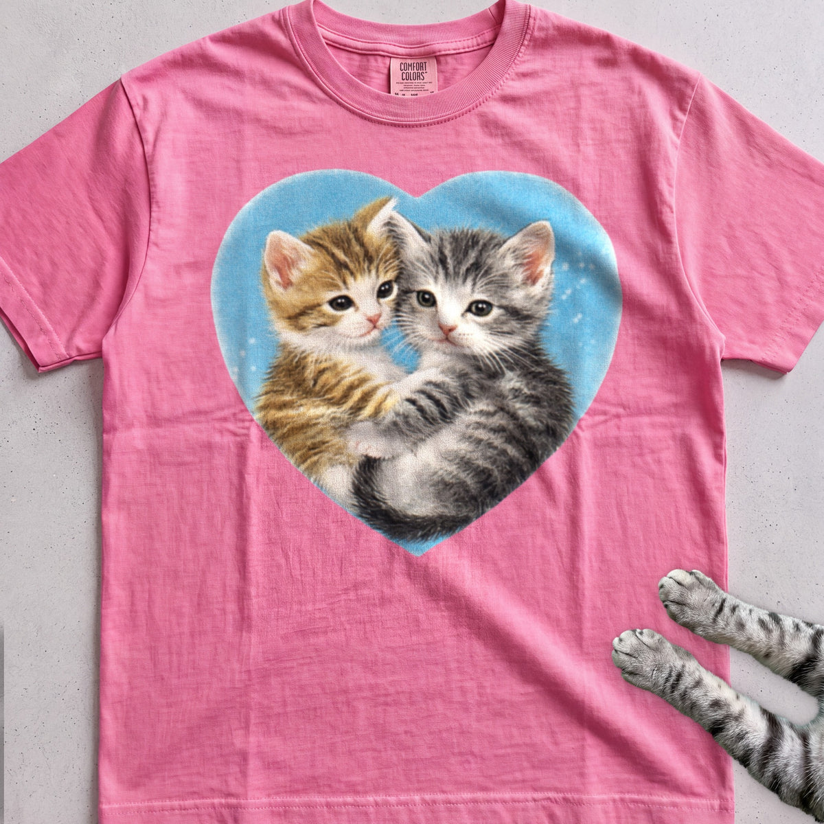 Heart Kittens tee, Azalea