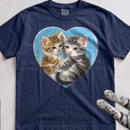 Heart Kittens tee, Navy