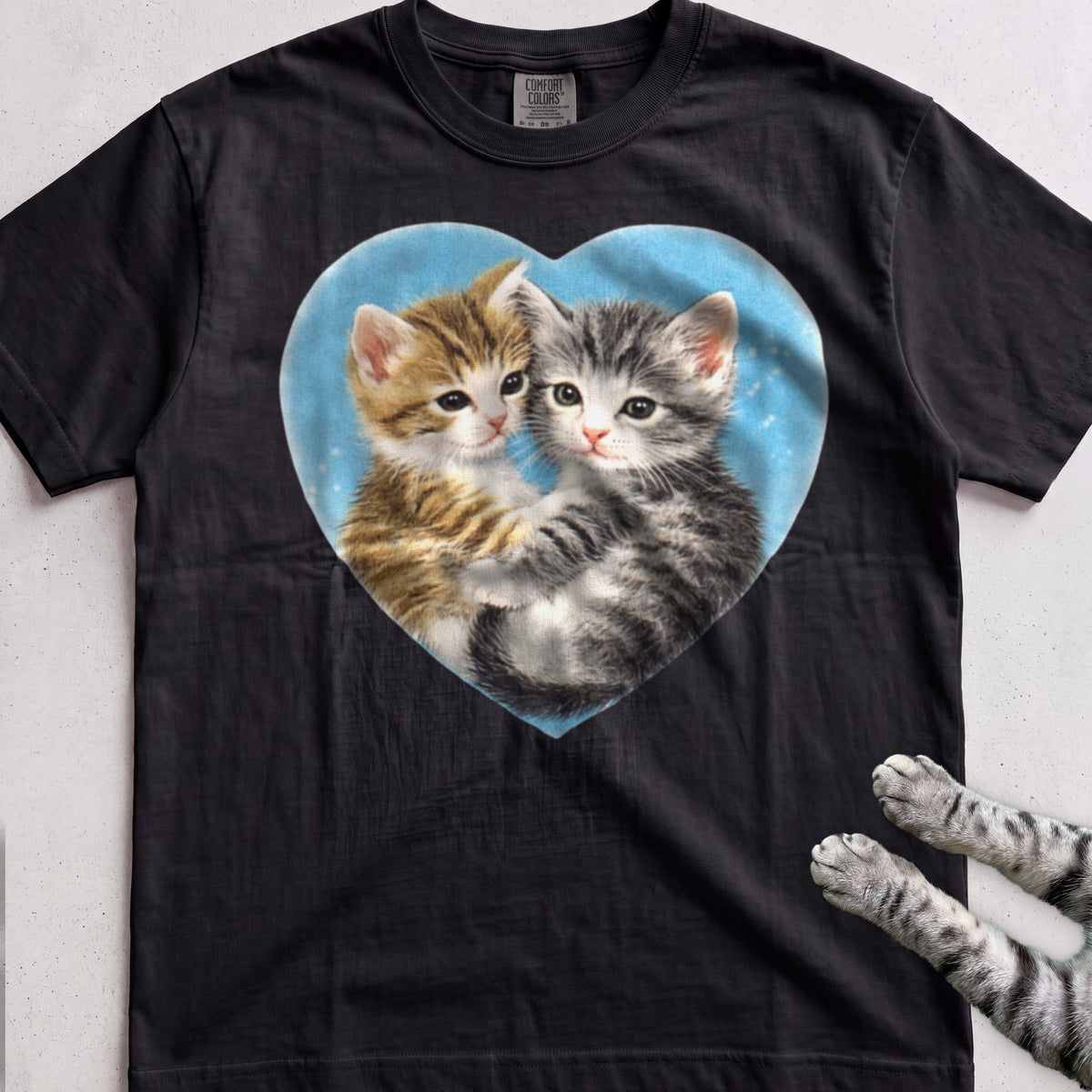 Heart Kittens tee, Black