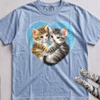 Heart Kittens tee, Light Blue