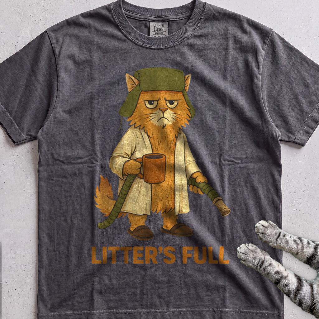 Litter's Full Cat tee, Dark Heather