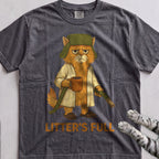 Litter's Full Cat tee, Dark Heather
