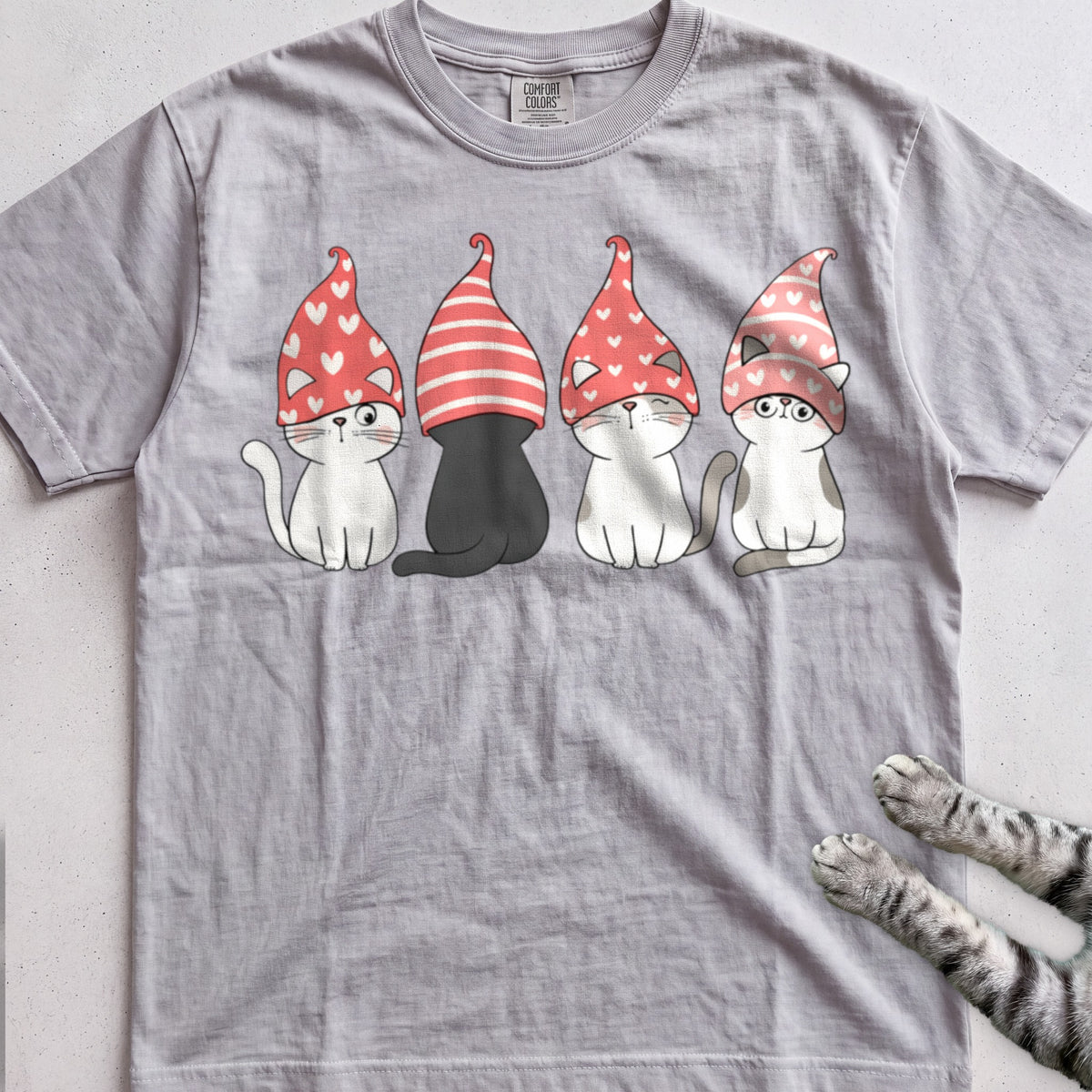 Valentine Cats tee, Sport Grey