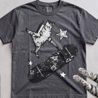 Skateboarding Cat tee, Charcoal
