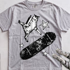 Skateboarding Cat tee, Sport Grey