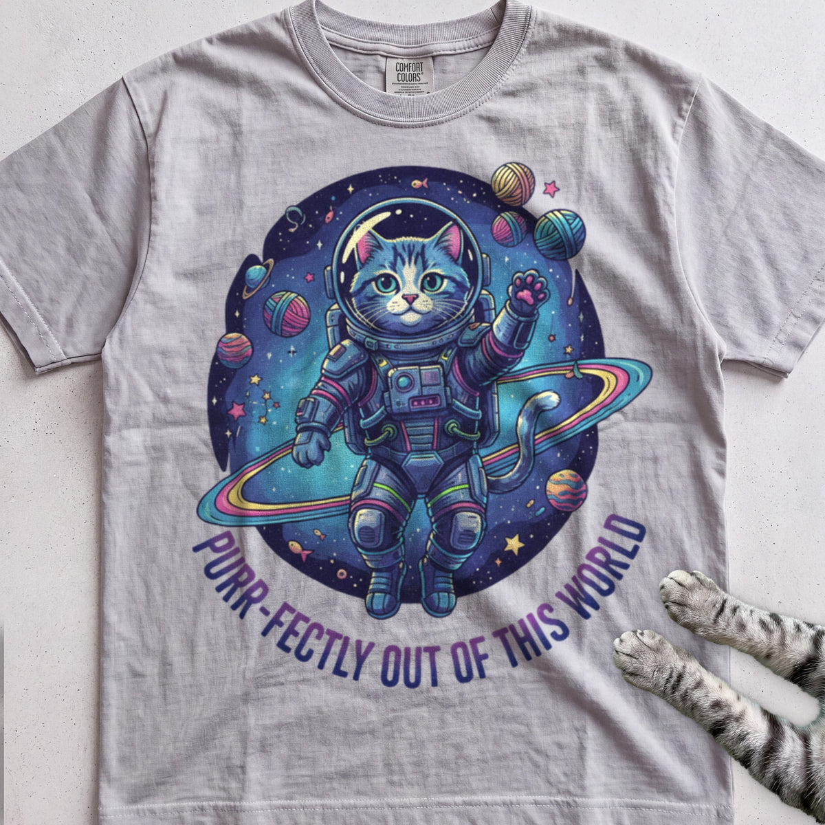 Astronaut Cat tee, Sport Grey
