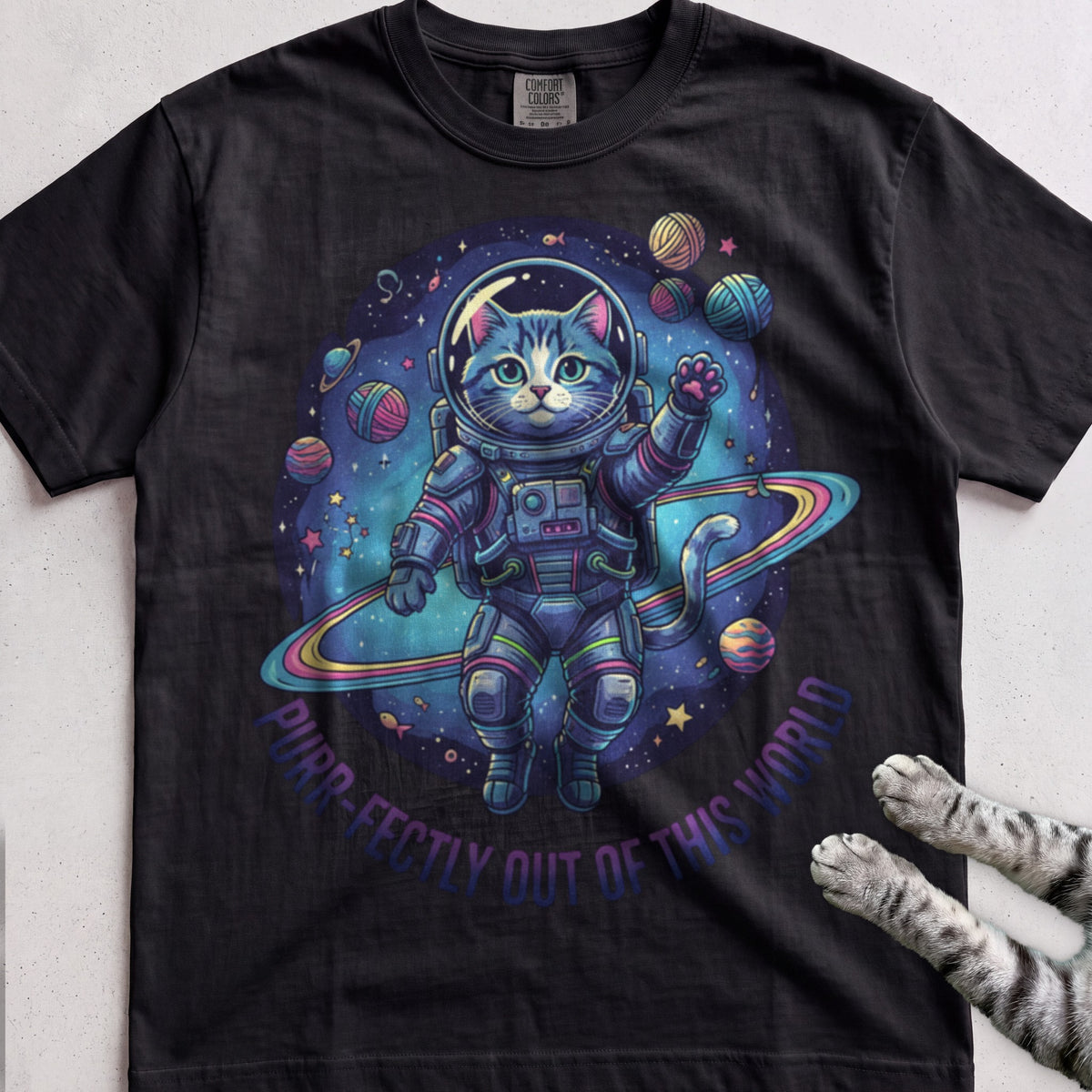 Astronaut Cat tee, Black