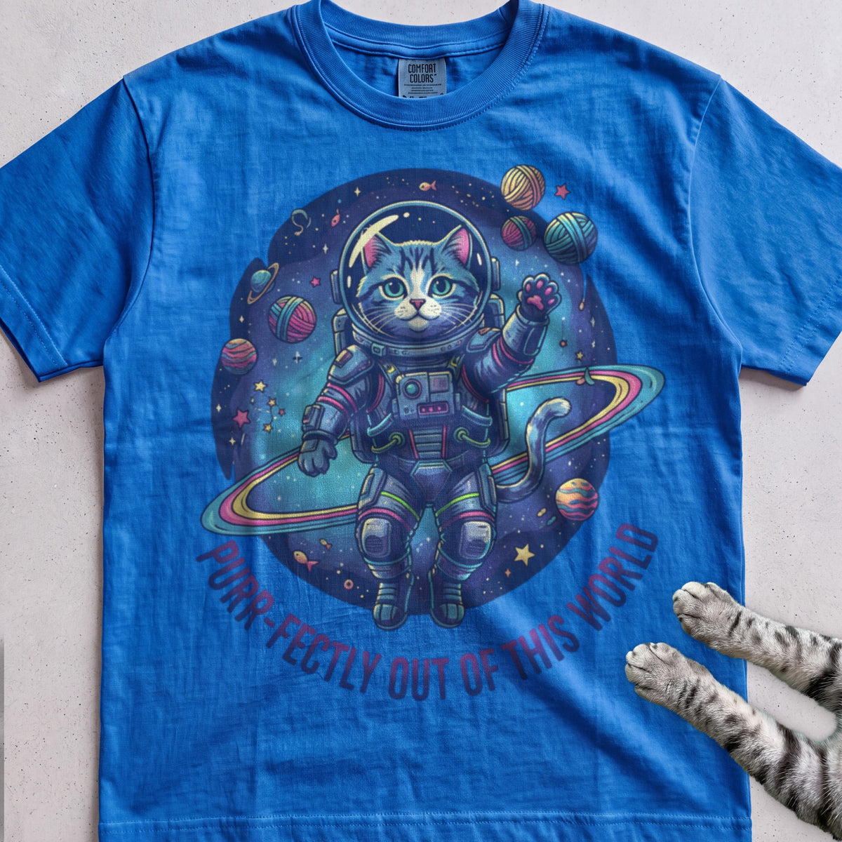 Astronaut Cat tee, Heather Royal