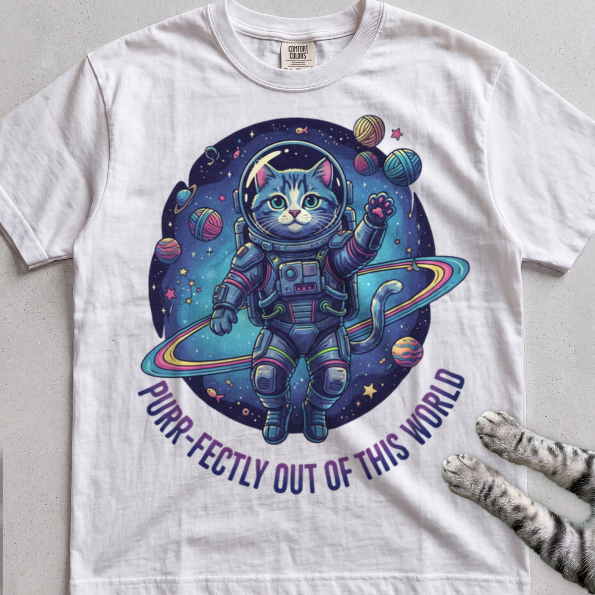 Astronaut Cat tee, White