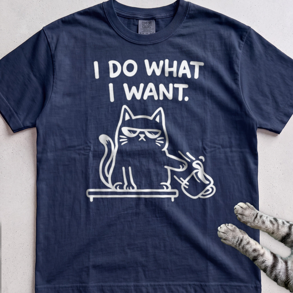 I Do What I Want Cat tee, Navy