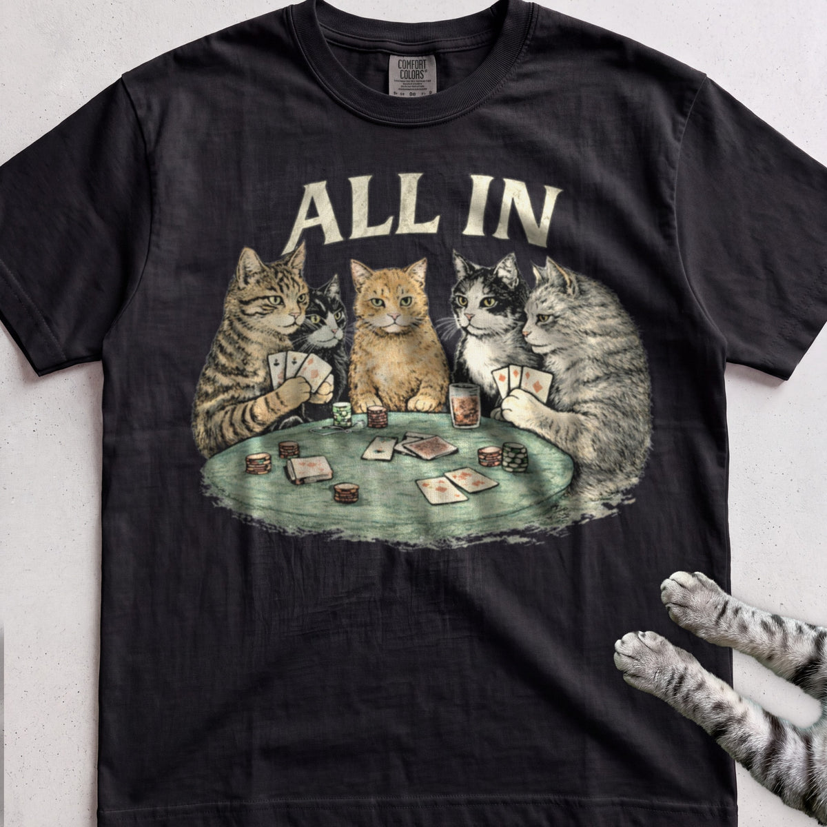 All In Poker Cats tee, Black