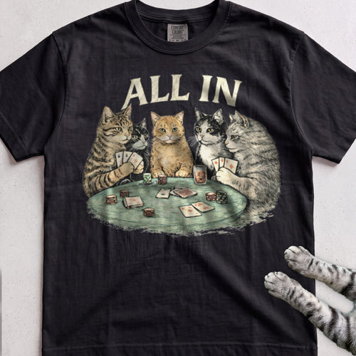 All In Poker Cats tee, Black