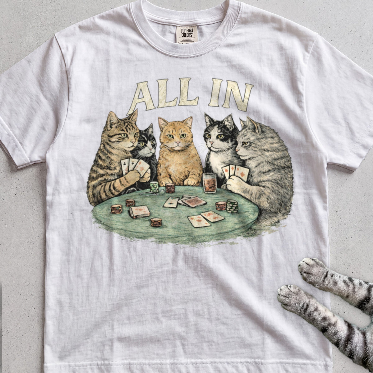 All In Poker Cats tee, White