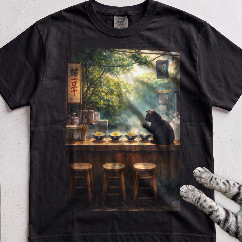 Vintage Cafe Cat tee, Black