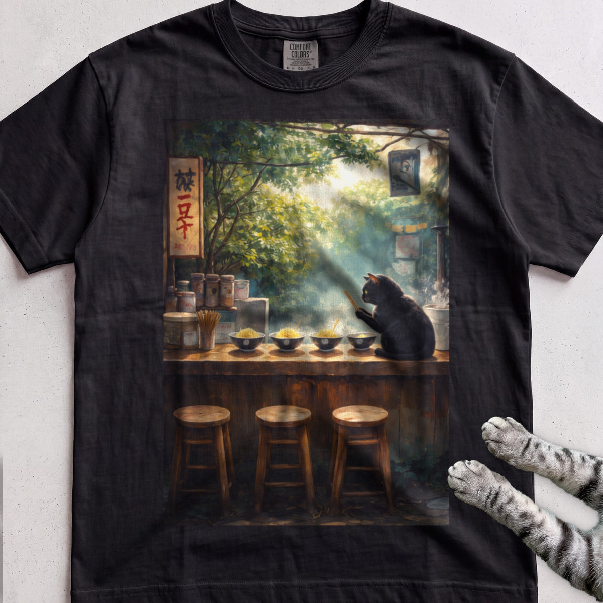 Vintage Cafe Cat tee, Black