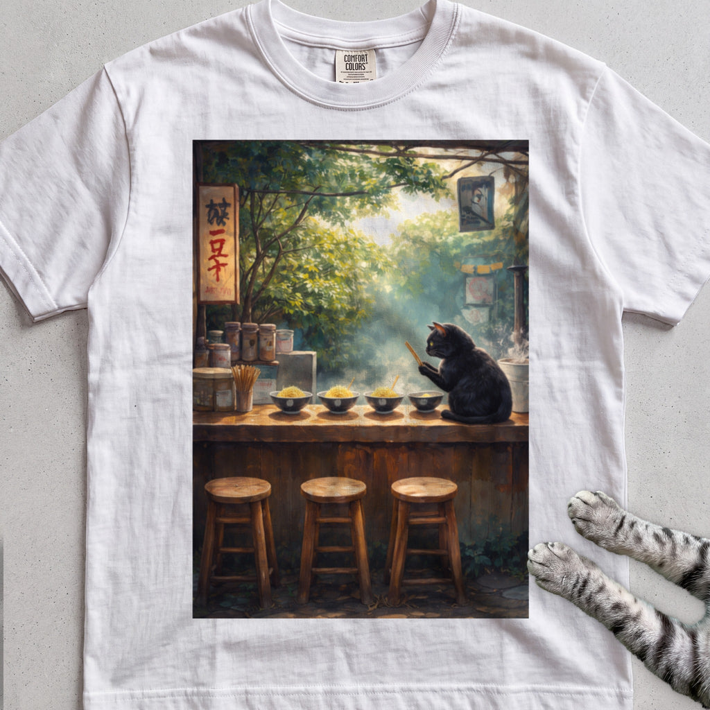 Vintage Cafe Cat tee, White