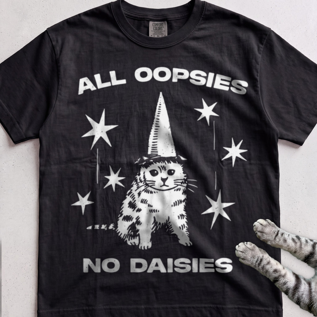 All Oopsies No Daisies Cat tee, Black