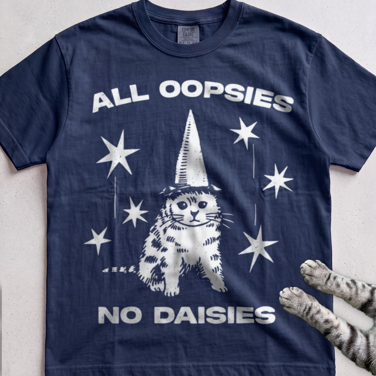 All Oopsies No Daisies Cat tee, Navy