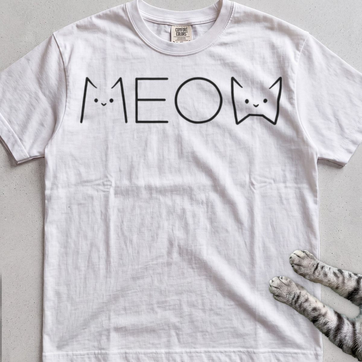 Meow Cat Graphic tee, White