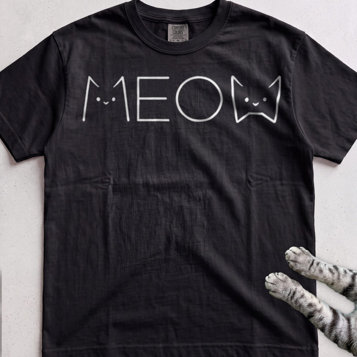 Meow Cat Graphic tee, Black