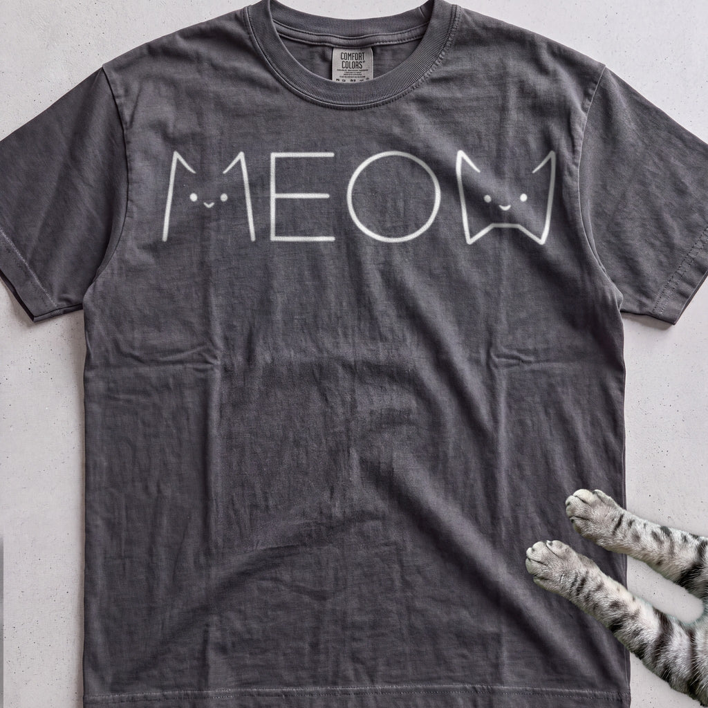 Meow Cat Graphic tee, Dark Heather