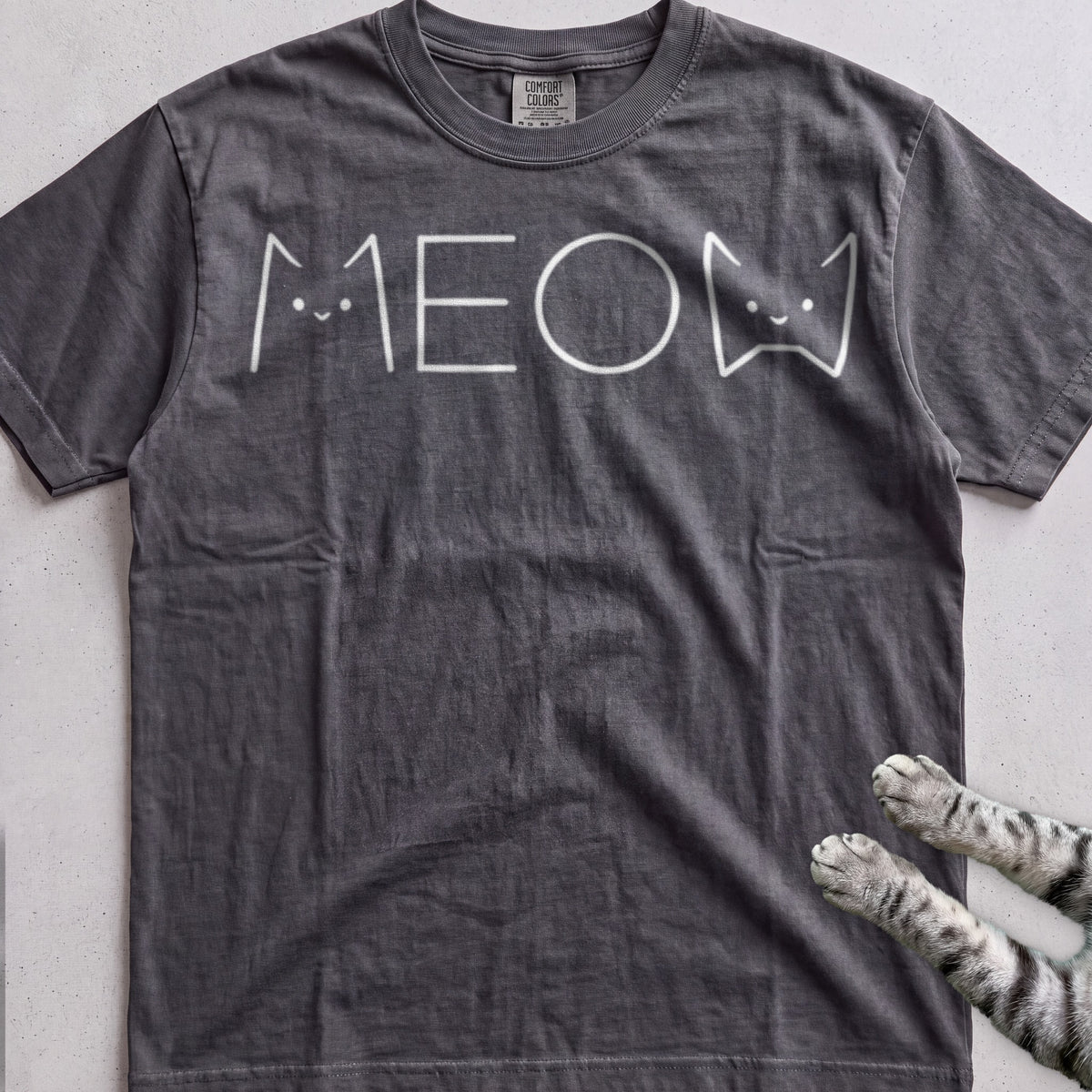 Meow Cat Graphic tee, Dark Heather